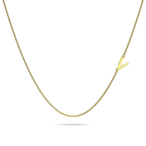 Bold Alphabet Letter Initial Charm Necklace in Gold Tone